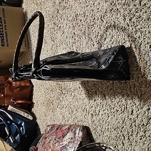 Patricia Nash Black Silver Rose Tooling Cassini Floral Embossed Tote Shoulder Ba - Picture 3 of 8